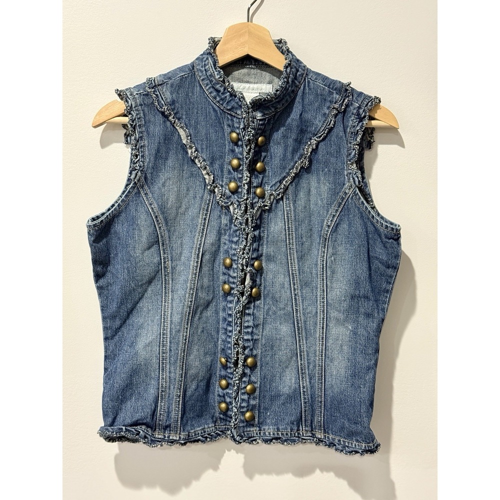 Charlotte Russe Distressed Blue Denim Vest
